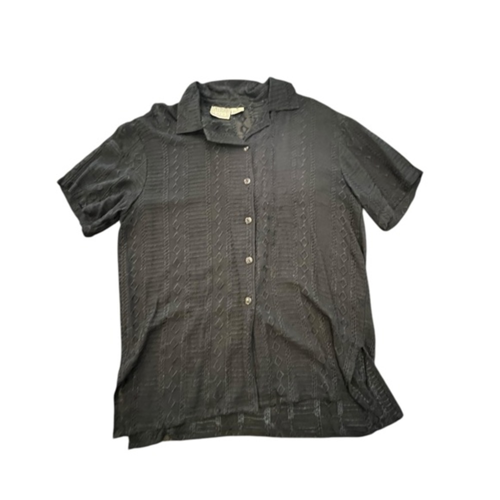 Speed‎ Limit MPH Black Sheer Button Down Embroidered Shirt Size Medium Beach